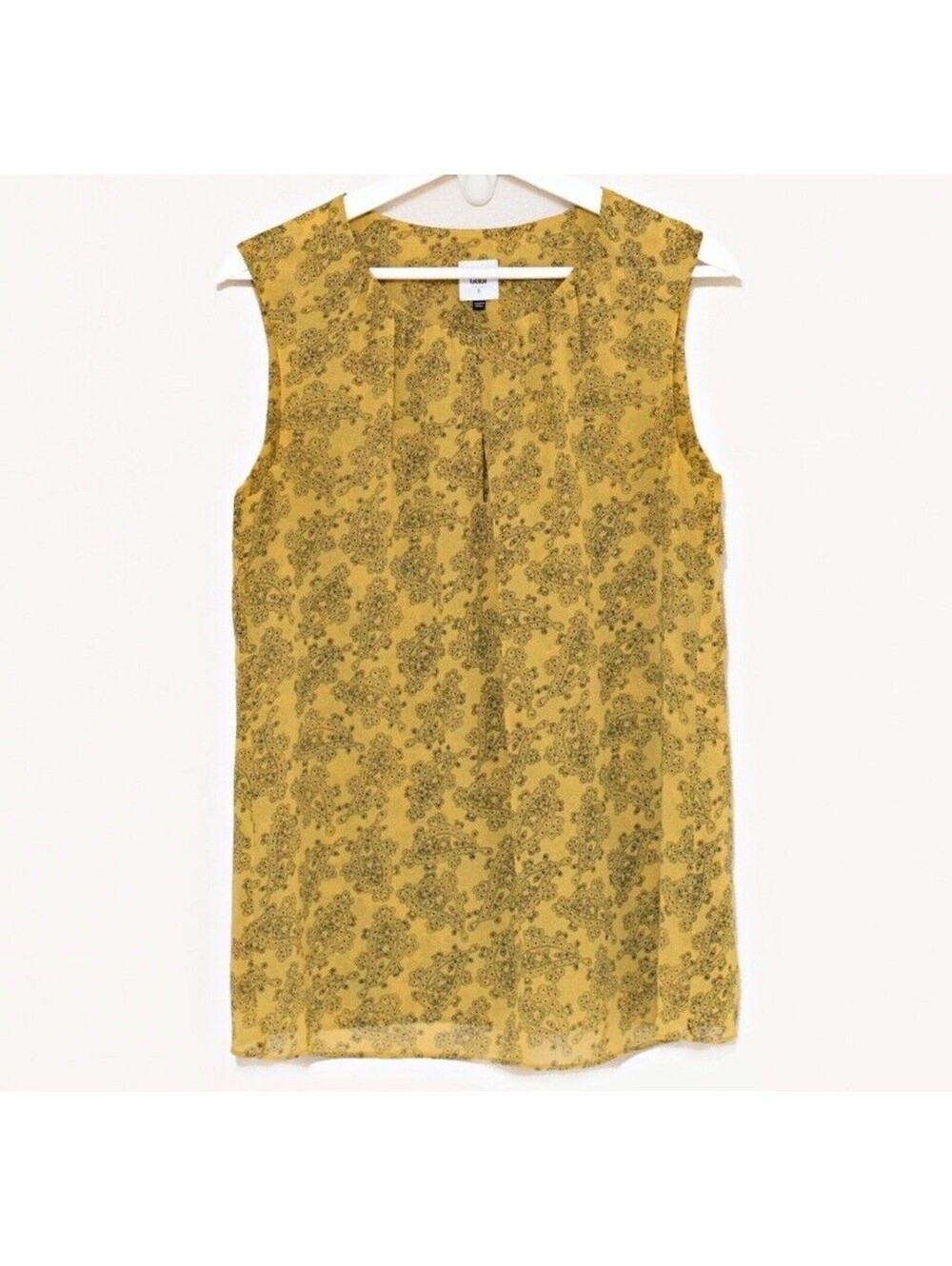 Cabi tank top size Small sleeveless paisley yellow mustard blouse pullover shirt